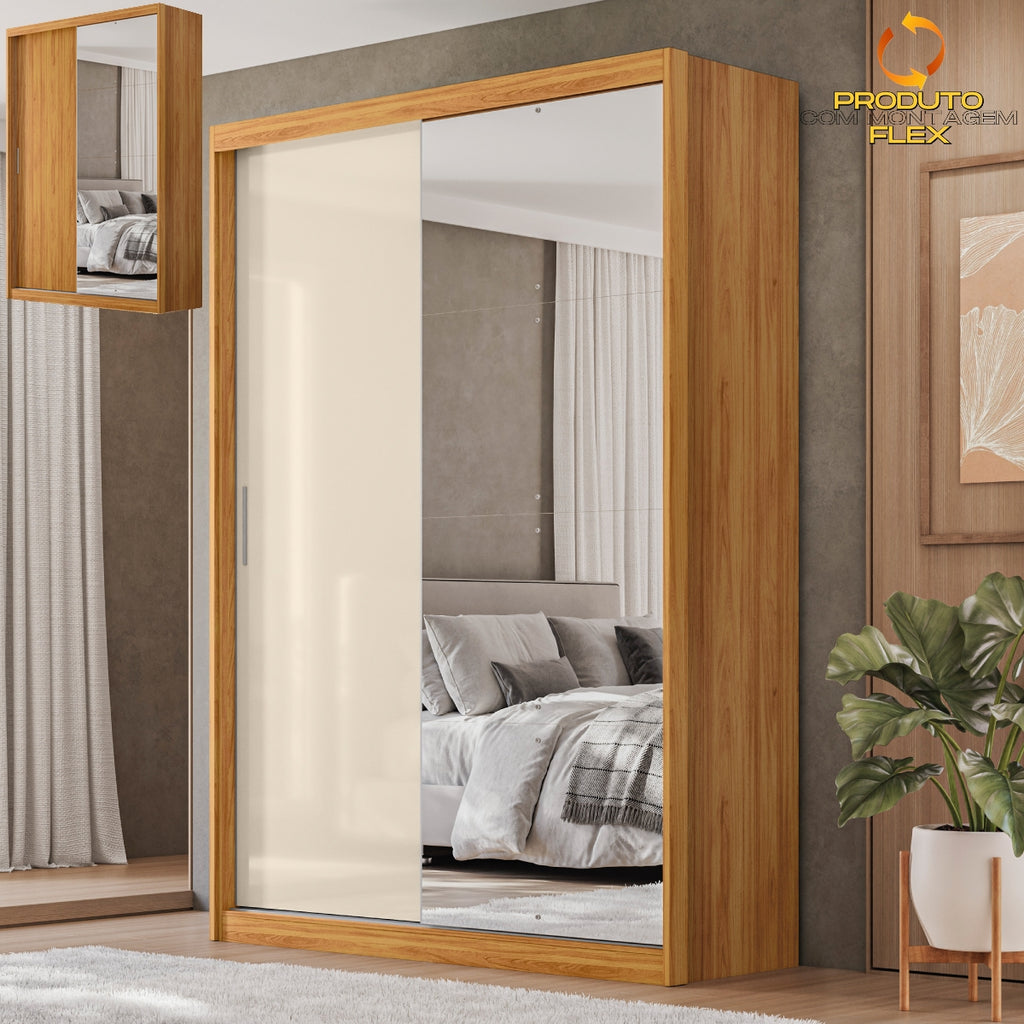 Guarda-Roupa 2 Portas Riva 1,535 m Cinamon/Off White/Cinamon – DEMÓBILE