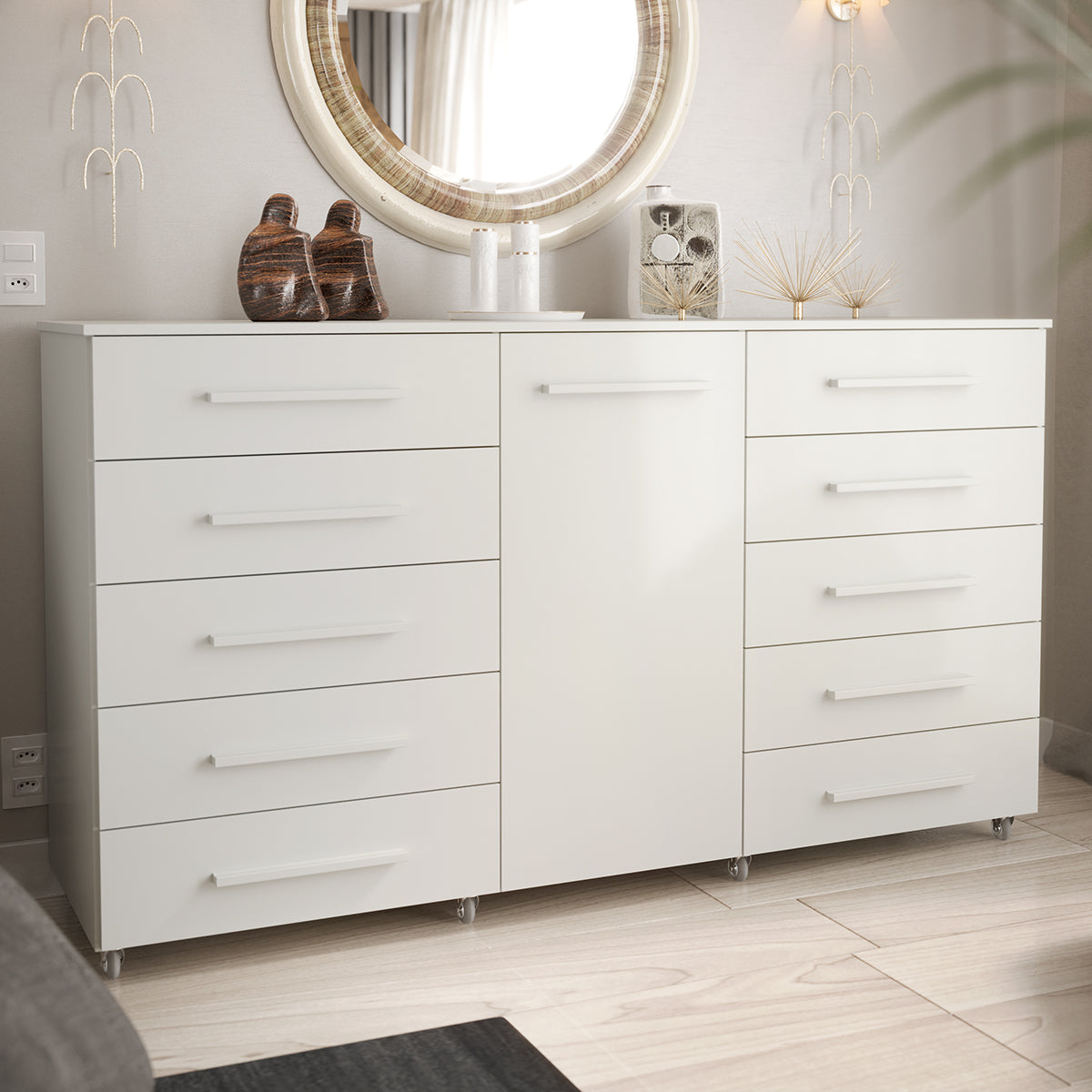 Cômoda 10 Gavetas com Sapateira Imperial Branco – BATROL MÓVEIS