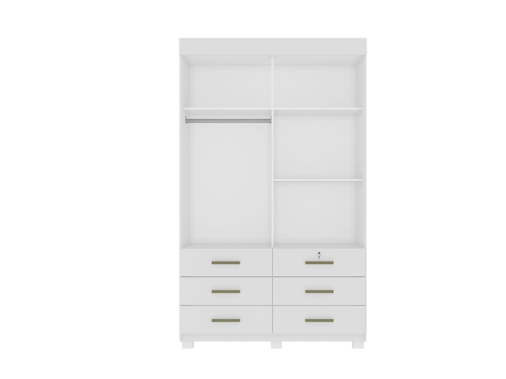 Guarda-Roupa Buzios 2 portas de correr Sem espelho 6 gavetas – Branco