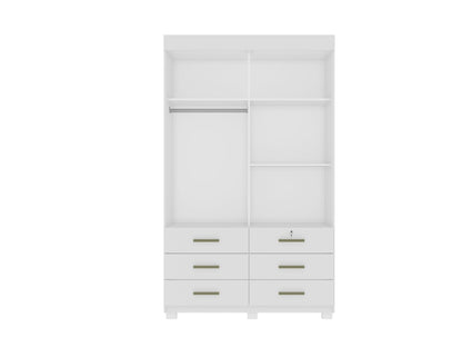 Guarda-Roupa Buzios 2 portas de correr Sem espelho 6 gavetas – Branco