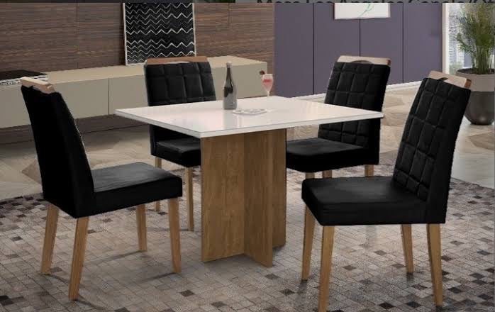Mesa de Jantar Los Angeles 0.90×0.90 Com 4 Cadeiras Califórnia – preta - Móveis furniture
