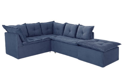 SOFA DE CANTO TURIM 2 MOD+1PUFF AZUL LISO