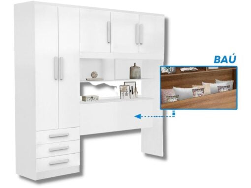 Guarda-Roupa Acoplado México 5 portas + Floripa 2 portas Casal – Branco
