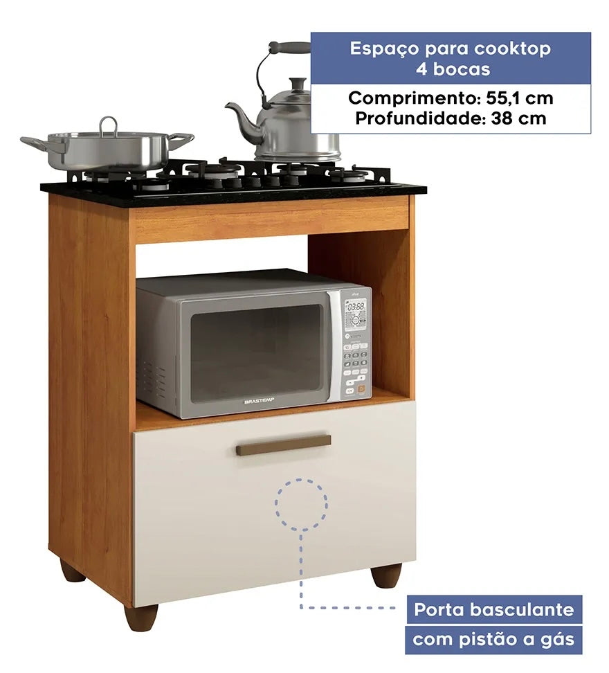 Balcão para Cooktop 4 Bocas Salvia Kaiki Móveis - Móveis furniture