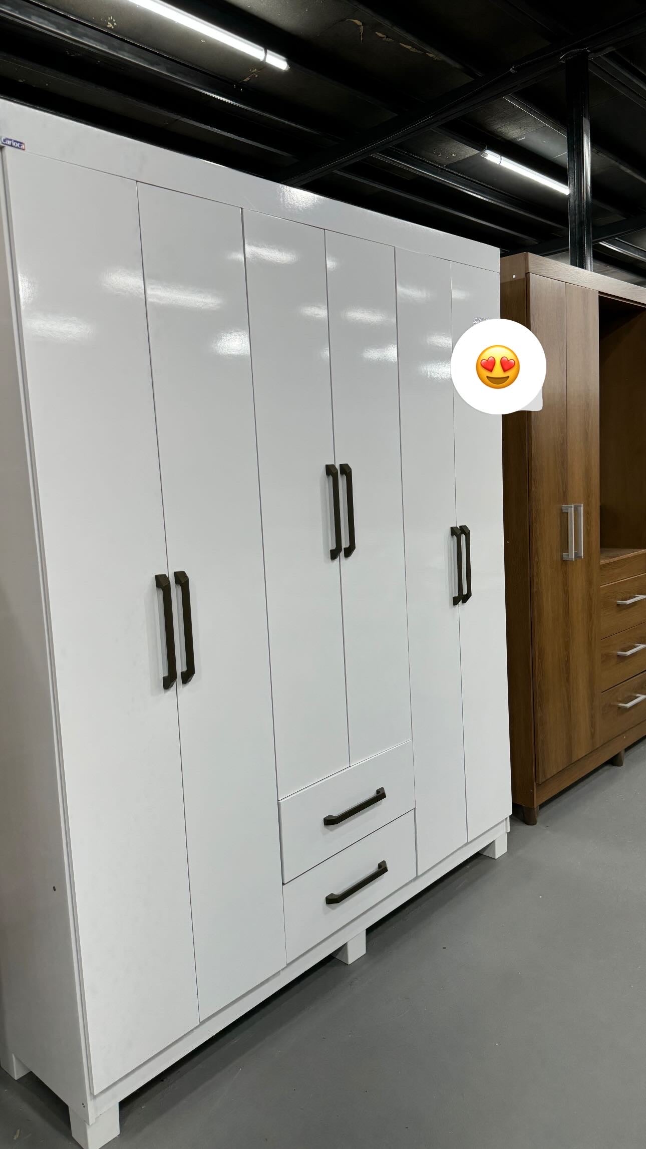 Roupeiro Aires Gold 6P2G com Pes Branco.Branco - Móveis furniture