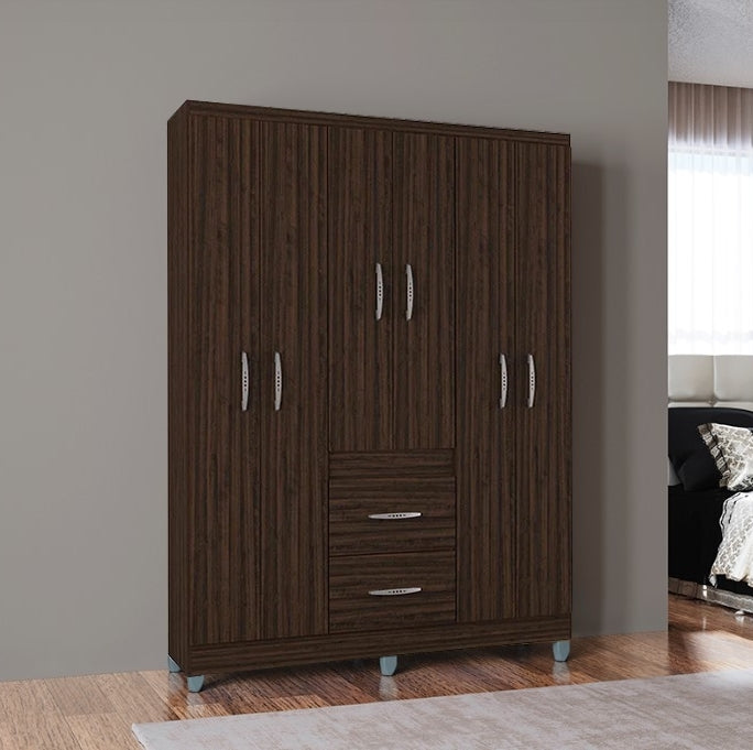 Guarda-Roupa 6 Portas Milão 1,35 m Chocolate – - Móveis furniture