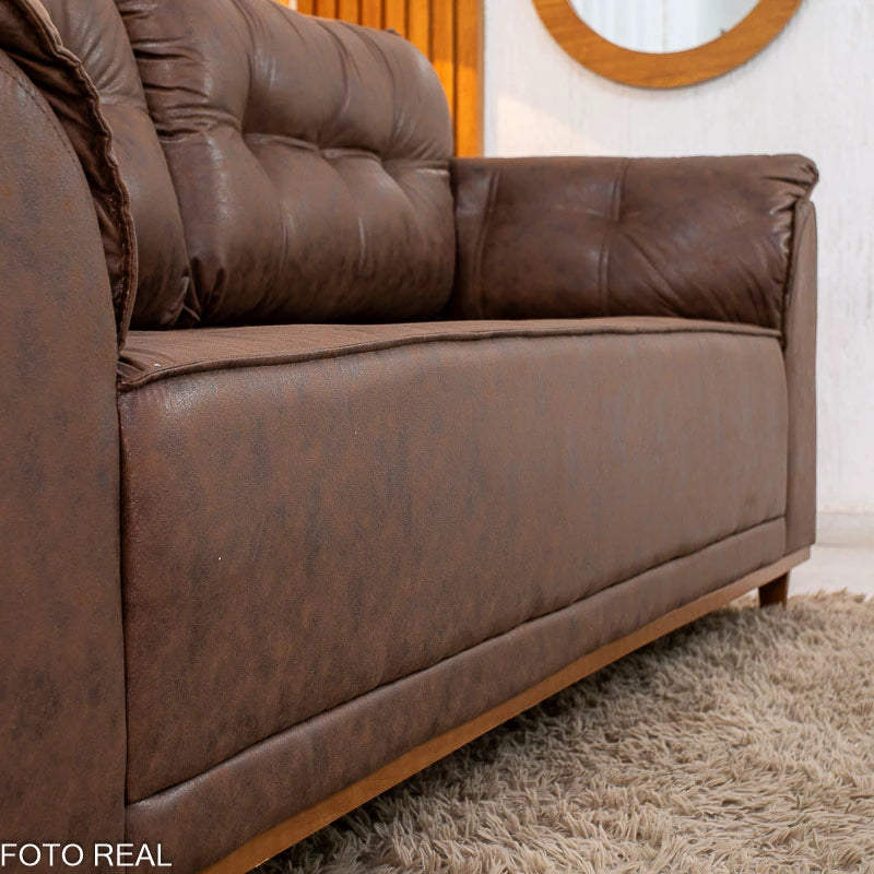 Sofá 3 Lug. Gramado Larg. 2.10m Korino Nobuck Marrom