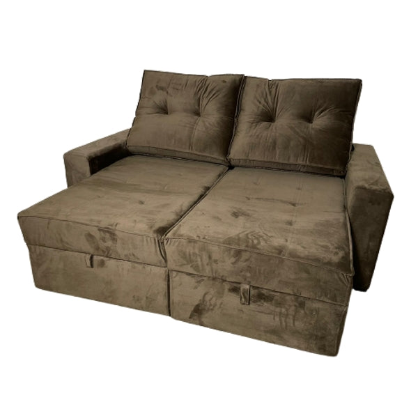 Sofá Baú Retrátil e Reclinável Sofia 2,00 m Marrom – IMPÉRIO ESTOFADOS - Móveis furniture