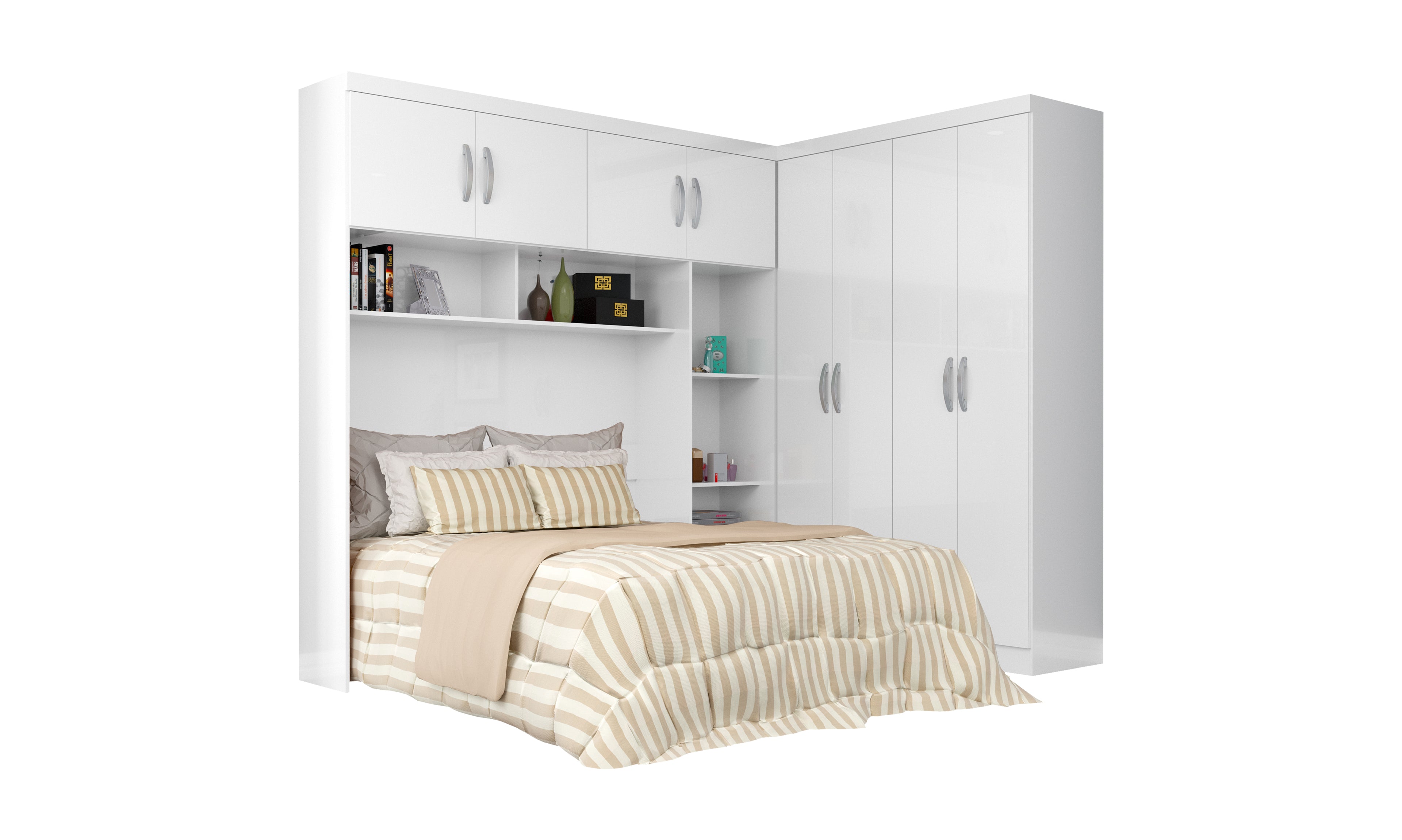 Roupeiro Parana Módulo Canto e espaço Cama Box - Móveis furniture