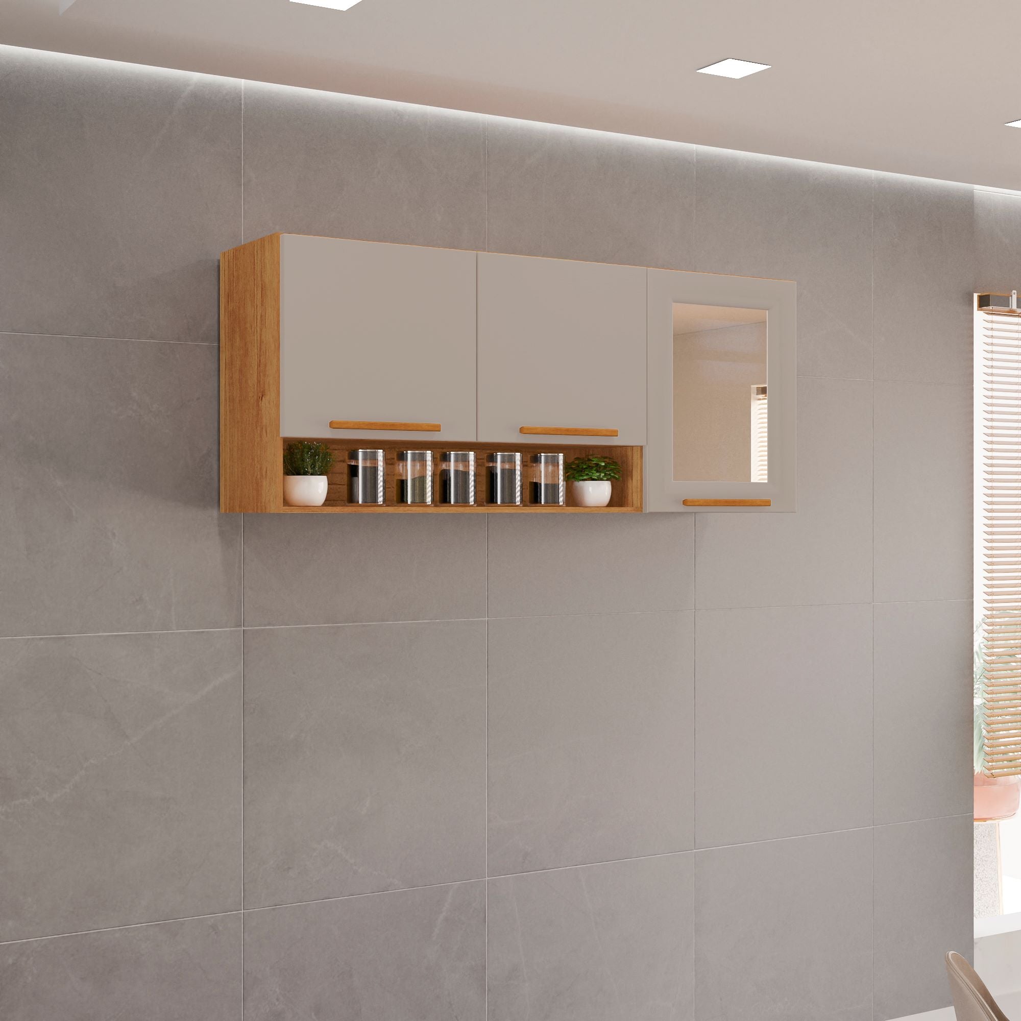 Aereo Cozinha New Valencia 3P1Vidro Reflecta Cinamomo.Off White Salleto