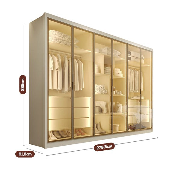 Guarda Roupa 6 Portas Madri (6 Portas Reflecta) 2,795 m Off White – MÓVEIS EUROPA