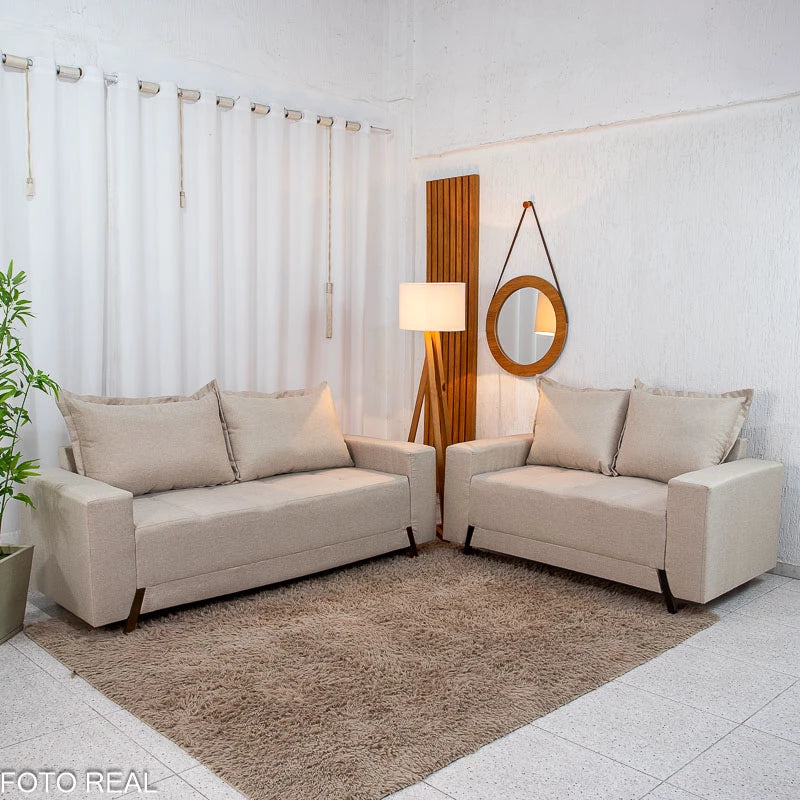 Sofá 3 e 2 lugares 8100 Linho Bege