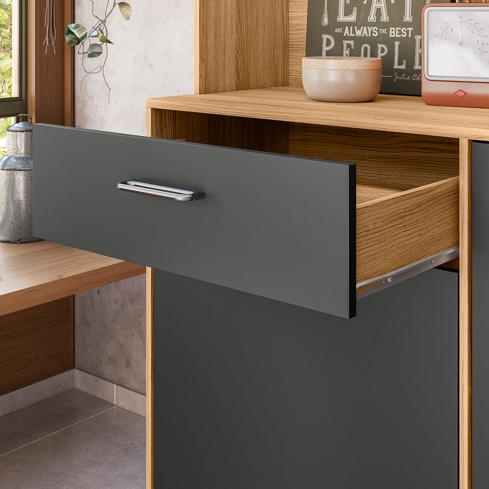 Kit De Cozinha 120 Cm 6 Portas 1 Gaveta Freijó/Chumbo Nicioli Erva Doce - Móveis furniture