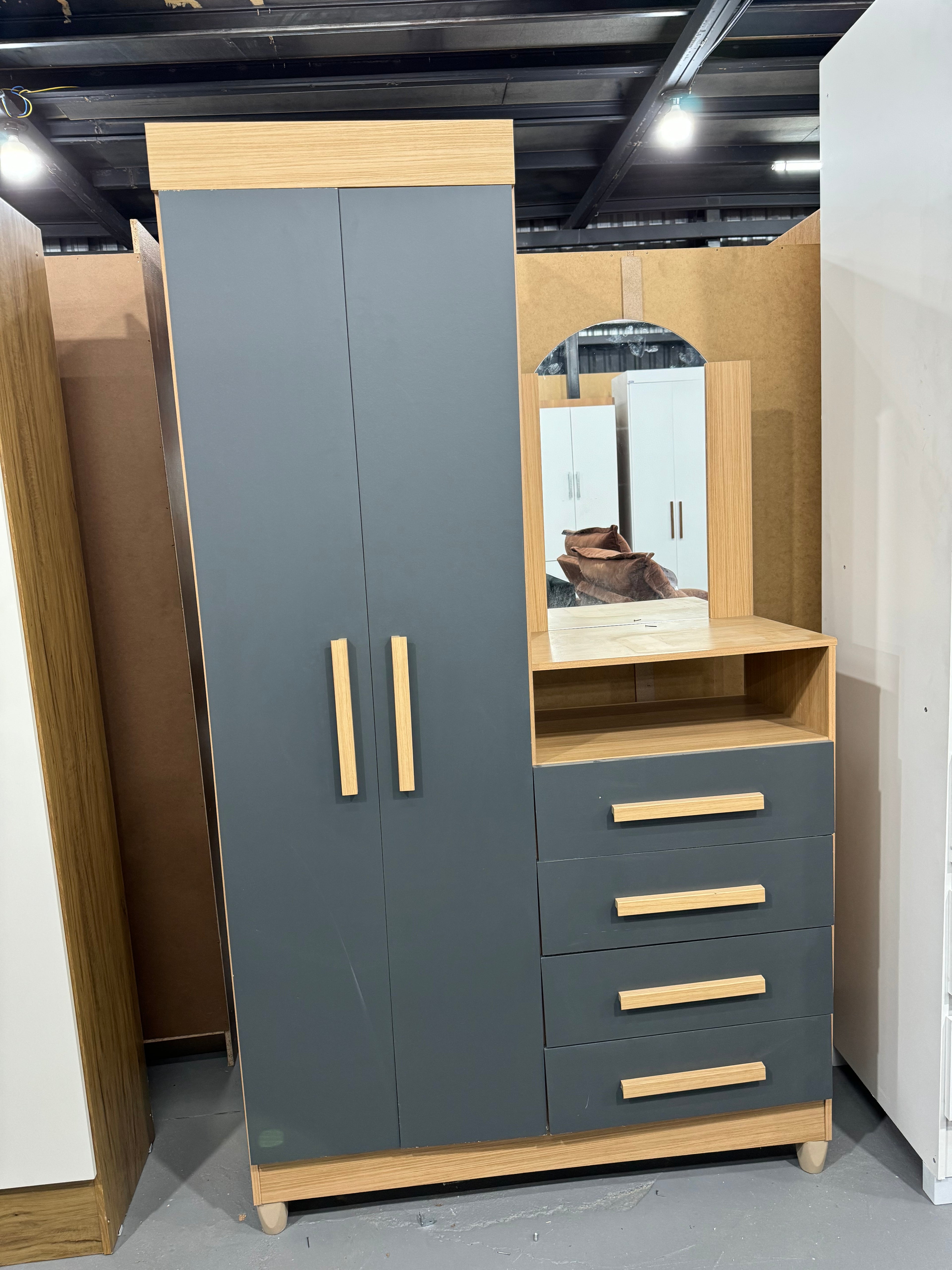 Cômoda Capri 4 Gavetas 2 Portas com Espelho Albatroz - Móveis furniture