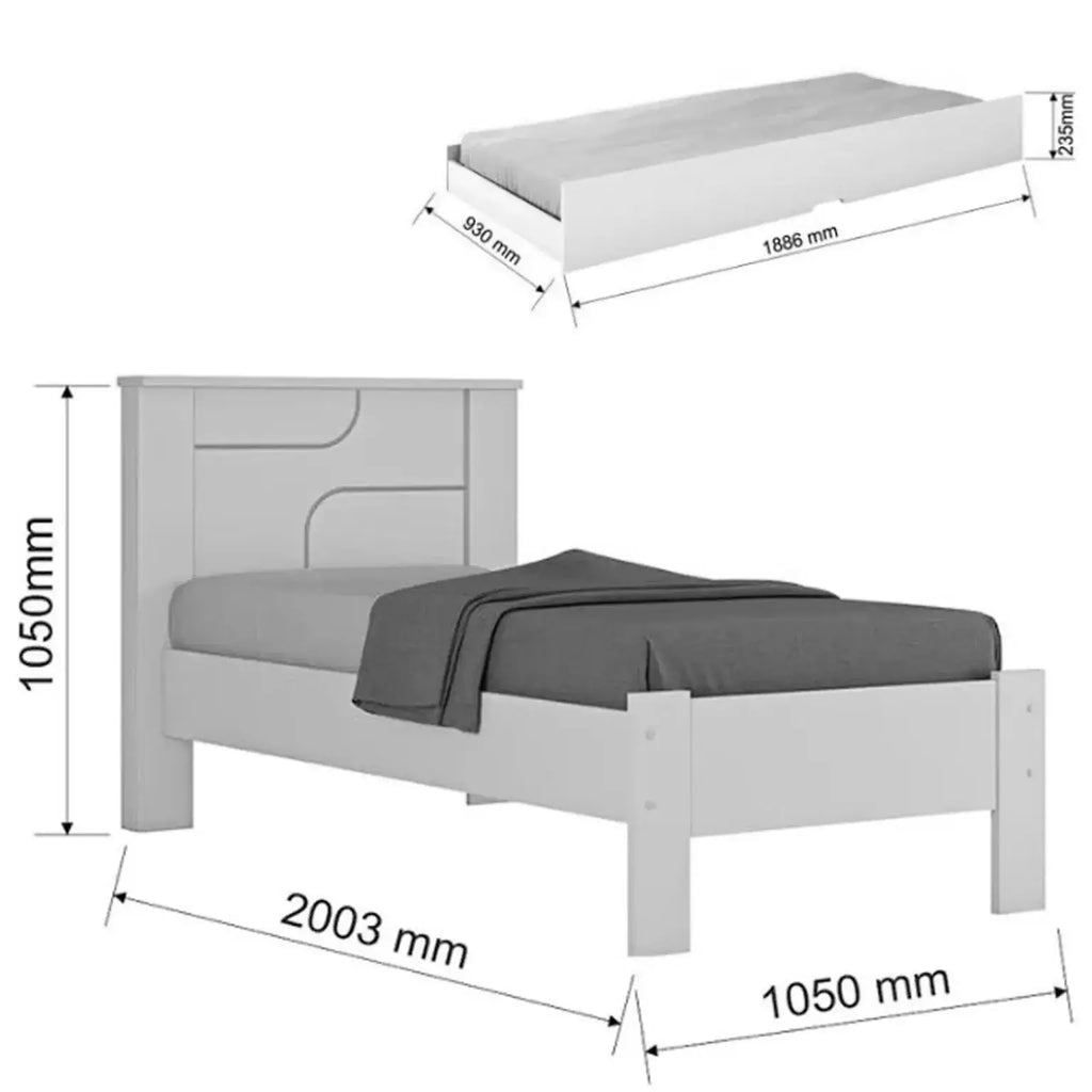 Cama Perola COM Cama Auxiliar Solteiro Conquista BRANCO