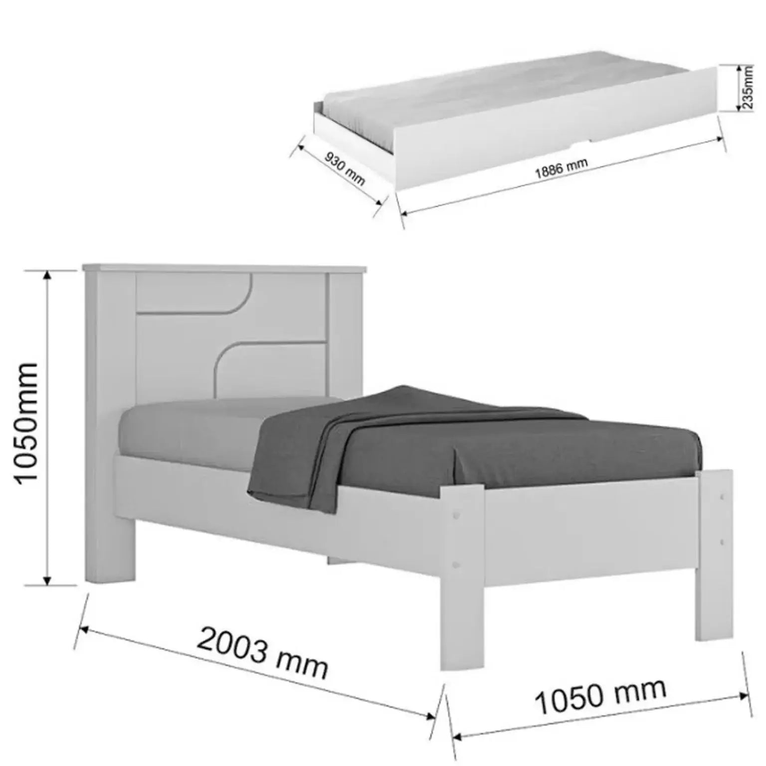 Cama Perola COM Cama Auxiliar Solteiro Conquista BRANCO