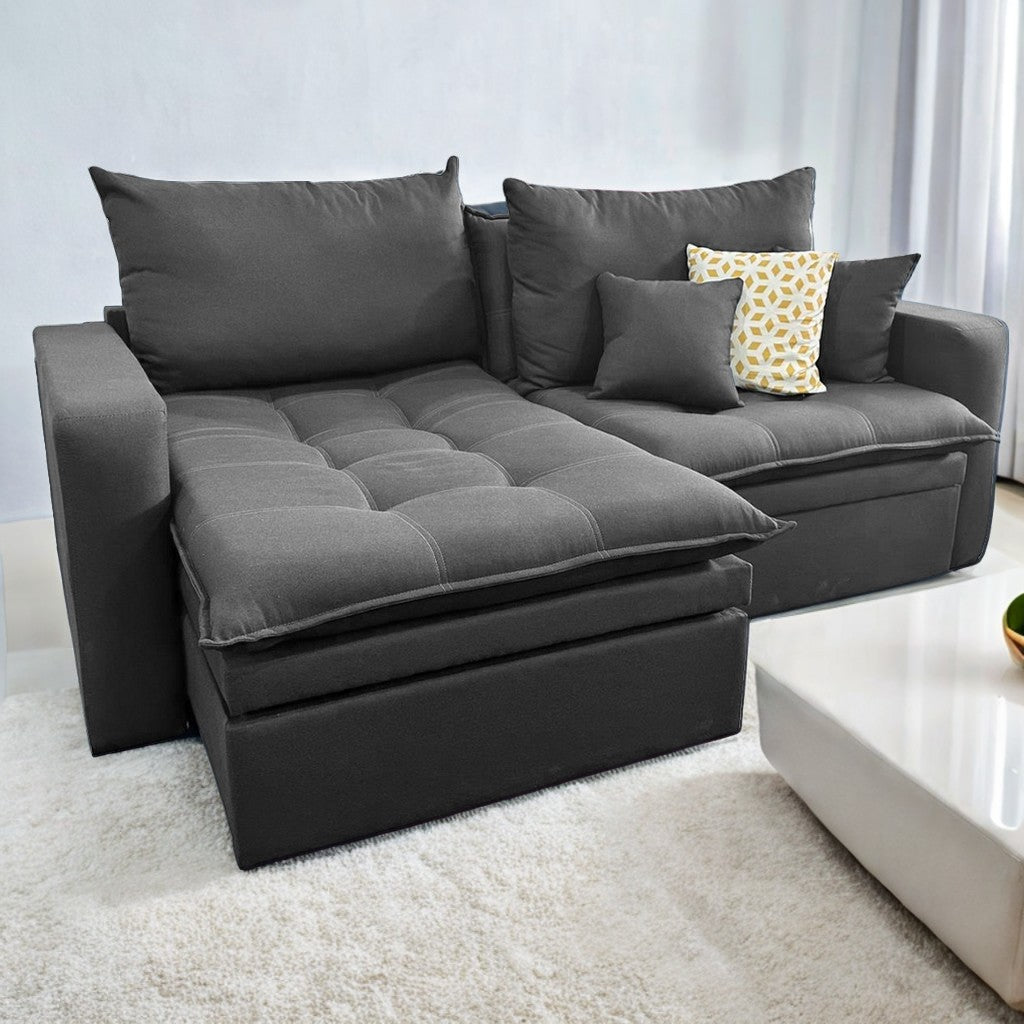 Sofá Retrátil Baú Versate 2,40 m Linho Cinza – ARJAN DECOR - Móveis furniture