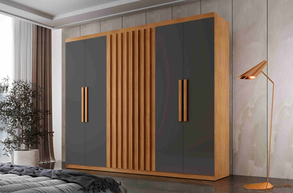 Roupeiro Cairo 6P Naturale.Grafite - Móveis furniture