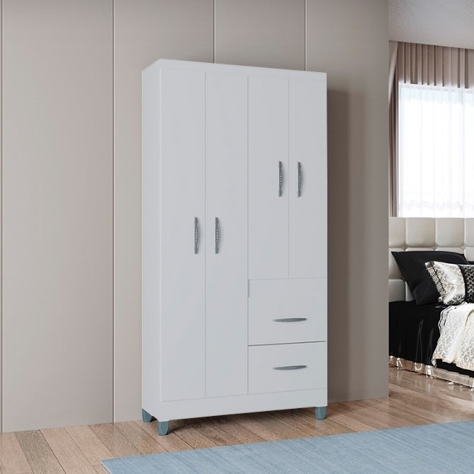 Guarda-Roupa 4 Portas Milão 0,91 m Branco – POQUEMA