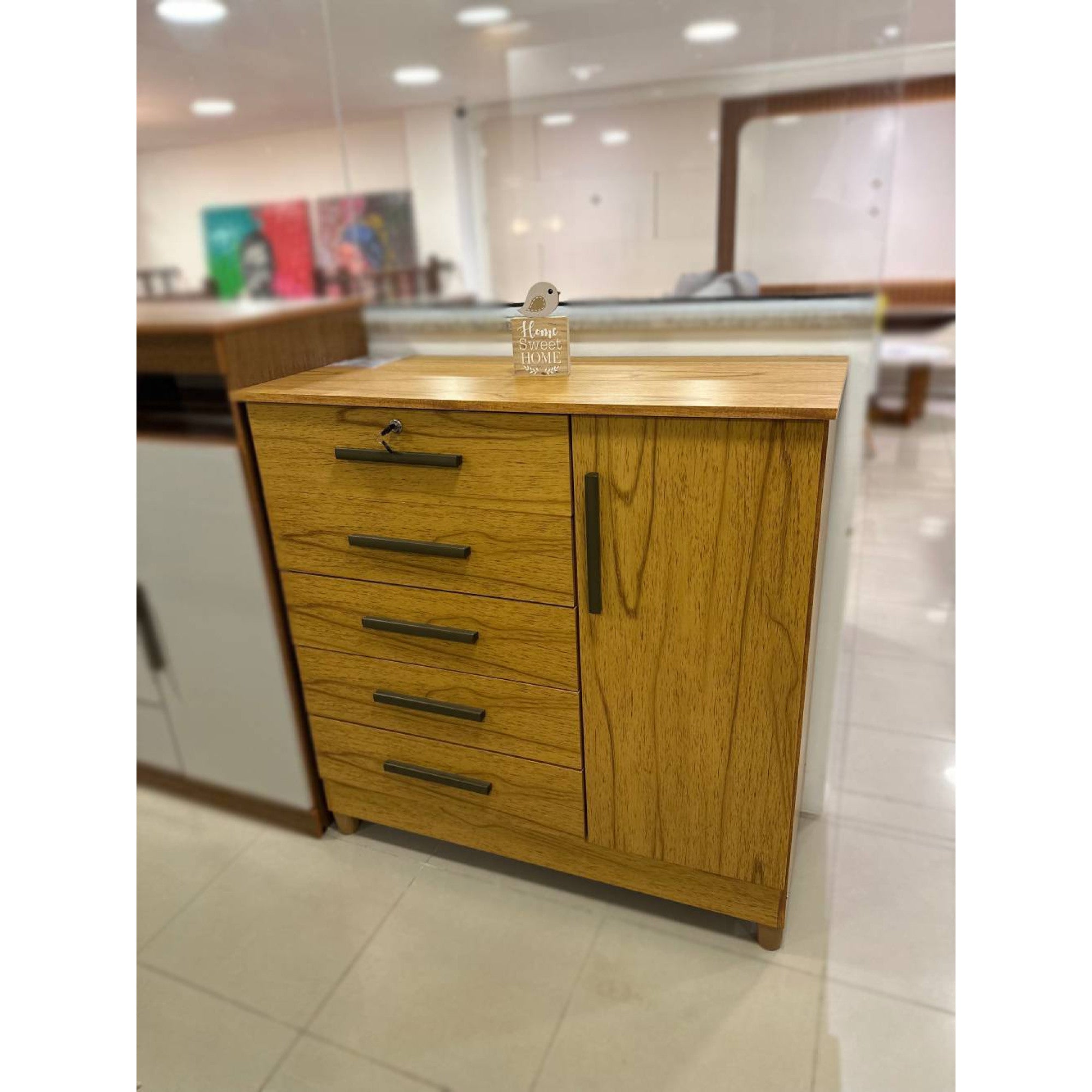 Cômoda Vitória com 5 Gavetas e 1 Porta Cinamomo - Móveis furniture