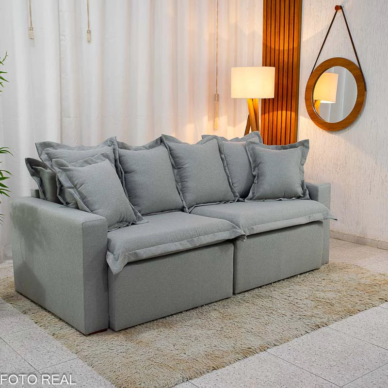 Sofá Retrátil e Cama Torino 2.10m Linho Cinza 507 - Sem Caixa