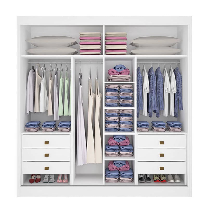 Roupeiro 2 Portas Titanium c/1Espelho 100% MDF Branco Larg. 2.20m DDoro - Móveis furniture