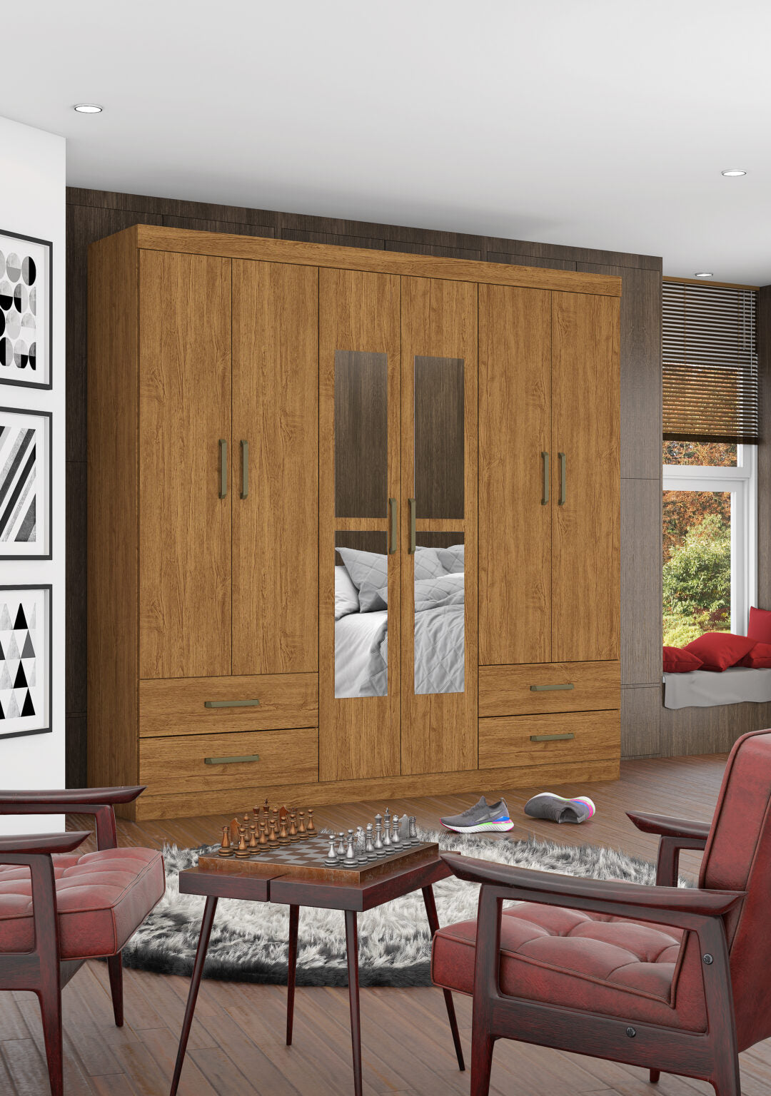 Guarda-Roupa 6 Portas Hércules 1,77 m Freijó – CARIOCA MÓVEIS - Móveis furniture