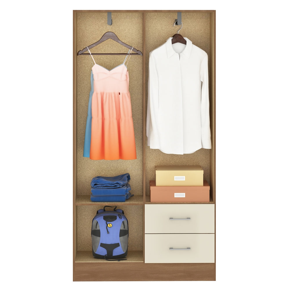 Guarda-Roupa 4 Portas Panamá 4002 + Cômoda 5 Gavetas Aruba Cinamono/Off White – FELLICCI