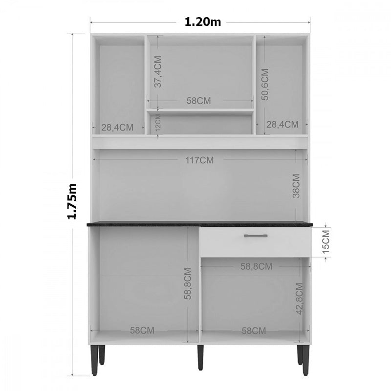 Kit Onix Largura 1.20m 8 Portas 1 Gaveta Branco Poquema PR - Móveis furniture