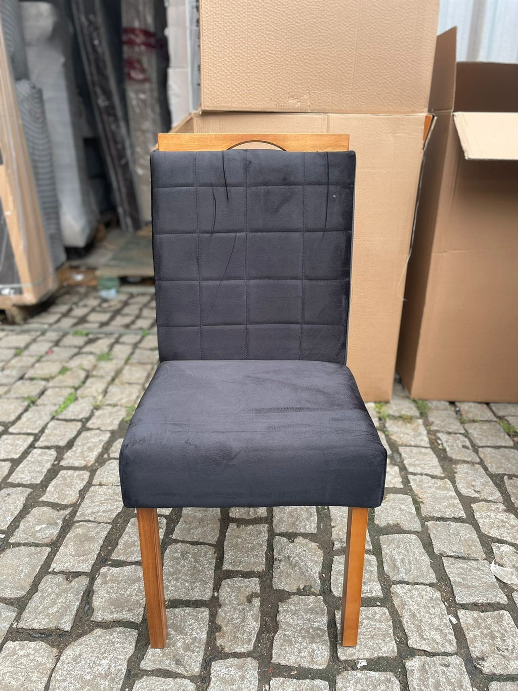 Kit 2 Cadeiras Roma Mel/Veludo Preto – WM DECOR