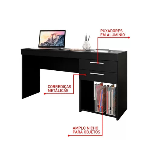 Escrivaninha 2 Gavetas Office 51015Notável Móveis Preto Tx - Móveis furniture