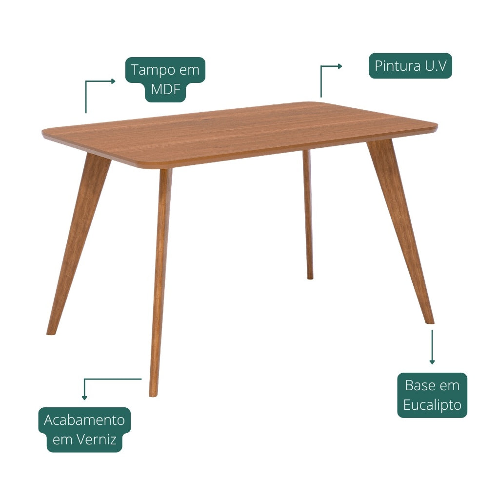 Mesa Acerola 130 (S/Vidro) Madeira/Cinamomo – CIMOL