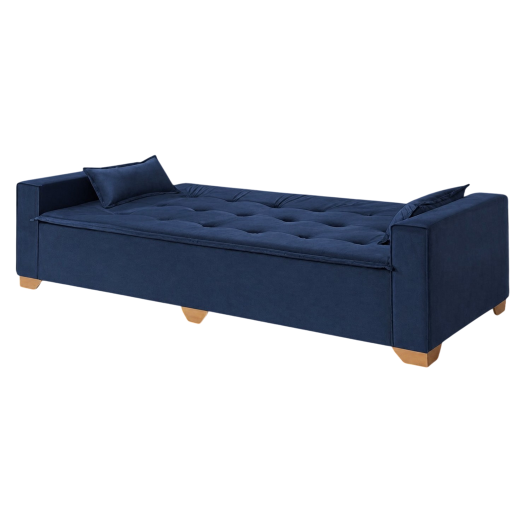 Sofá Cama Canadá 2,18 m Veludo Azul 185 – TOP ESTOFADOS