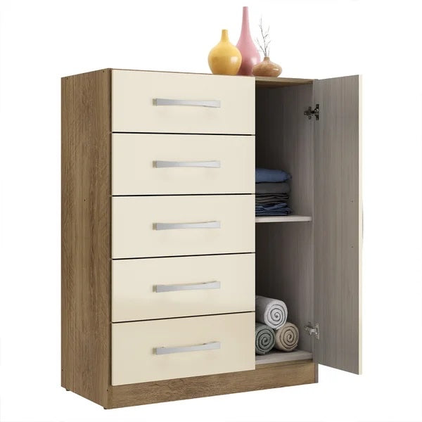 Cômoda 5 Gavetas com Sapateira Corais CO 1523 Nature/Off White – RODIAL MÓVEIS - Móveis furniture
