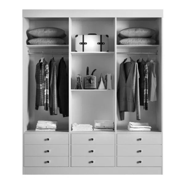 Roupeiro 3 Portas Texas Larg. 1.80m Branco Rufato - Móveis furniture