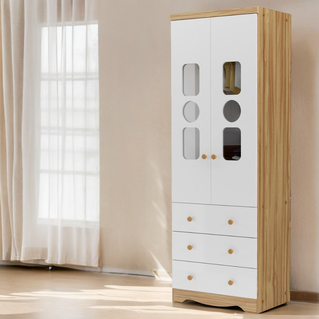 Guarda-Roupa 2 Portas Tedy Branco Brilho/Amêndoa – PEROBA MÓVEIS