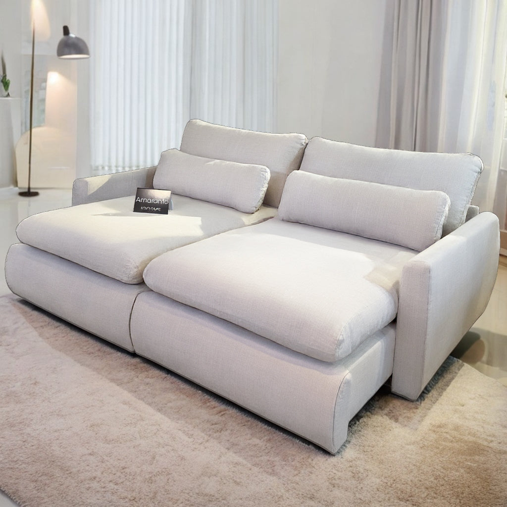 Sofá Cama Retrátil Amaranto 2,30 m Linho Marfim 12 – INNOVE ESTOFADOS