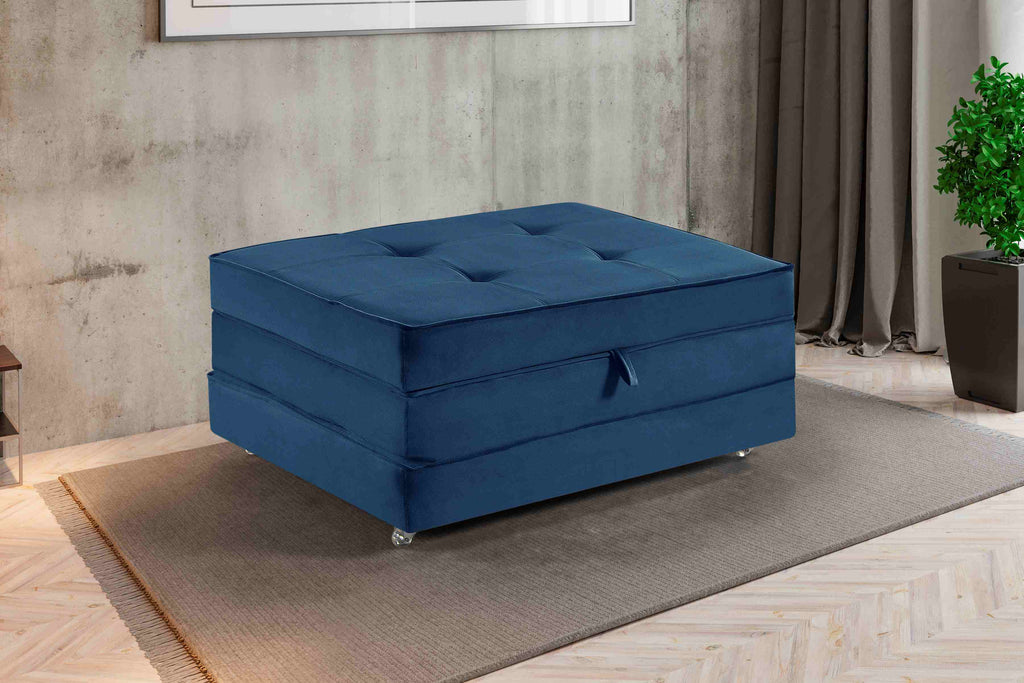Puff Cama 190 3x62 Veludo Inca Azul 24 Idealle