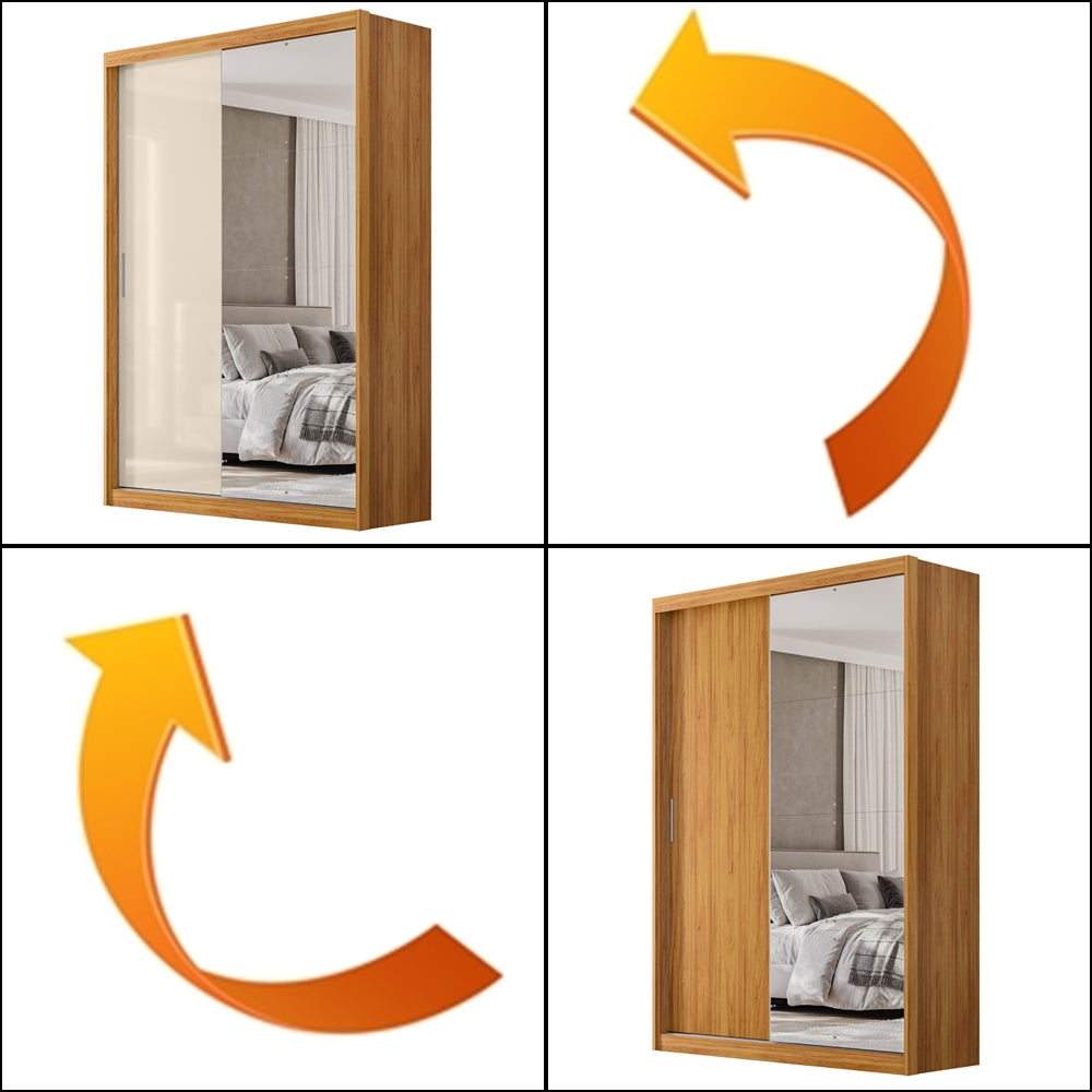 Guarda-Roupa 2 Portas Riva 1,535 m Cinamon/Off White/Cinamon – DEMÓBILE