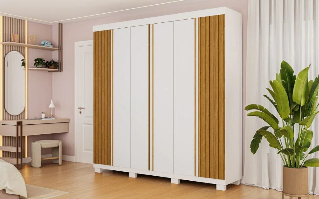 Guarda Roupa Acp Eliza 6 Portas com Pés - Cinamomo/off White