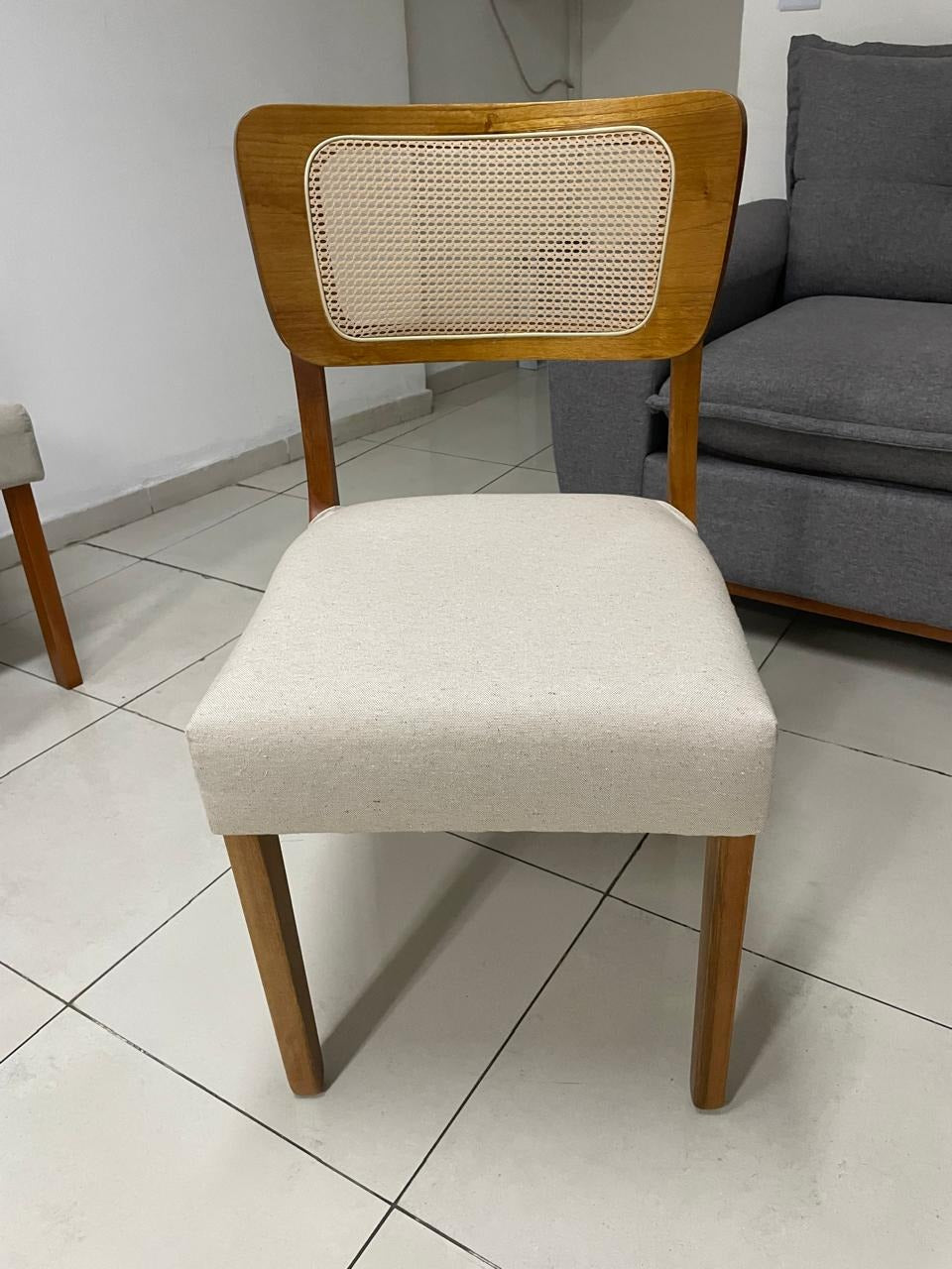 Kit 4 Cadeiras Alasca Mel/Linho Bege – HR MOVELARIA