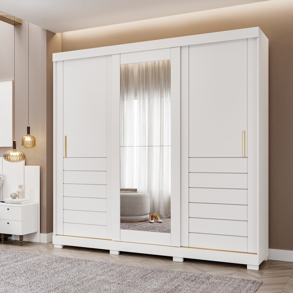 Guarda-Roupa 3 Portas Slide Cecília 2,352 m Branco – PANAN MÓVEIS - Móveis furniture