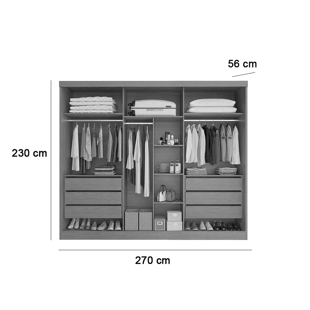 Guarda Roupa Alvorada Casal 6 Portas 6 Gavetas Bianchi BRANCO