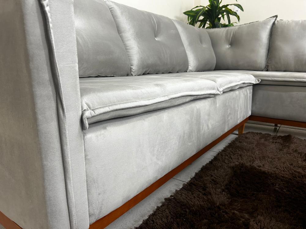 Sofá de Canto 2 x 3 Lugares Malibu – Capuccino Veludo - Móveis furniture