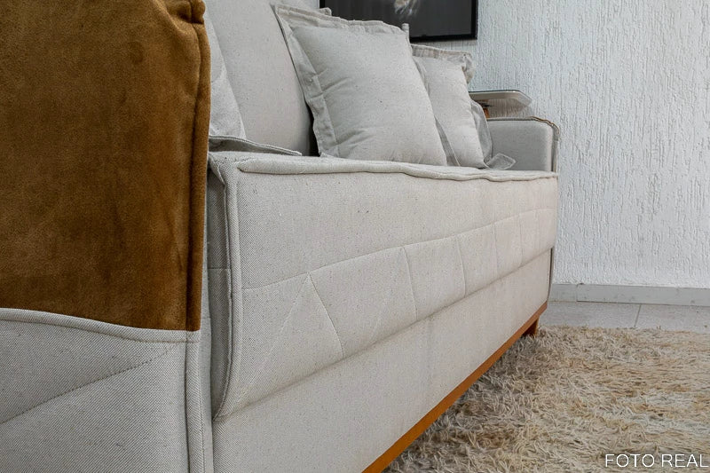 Sofá 3 lugares Vican Larg. 2.00m Linho Bege 5044 Detalhe 05 - Molas Bonnel - Móveis furniture