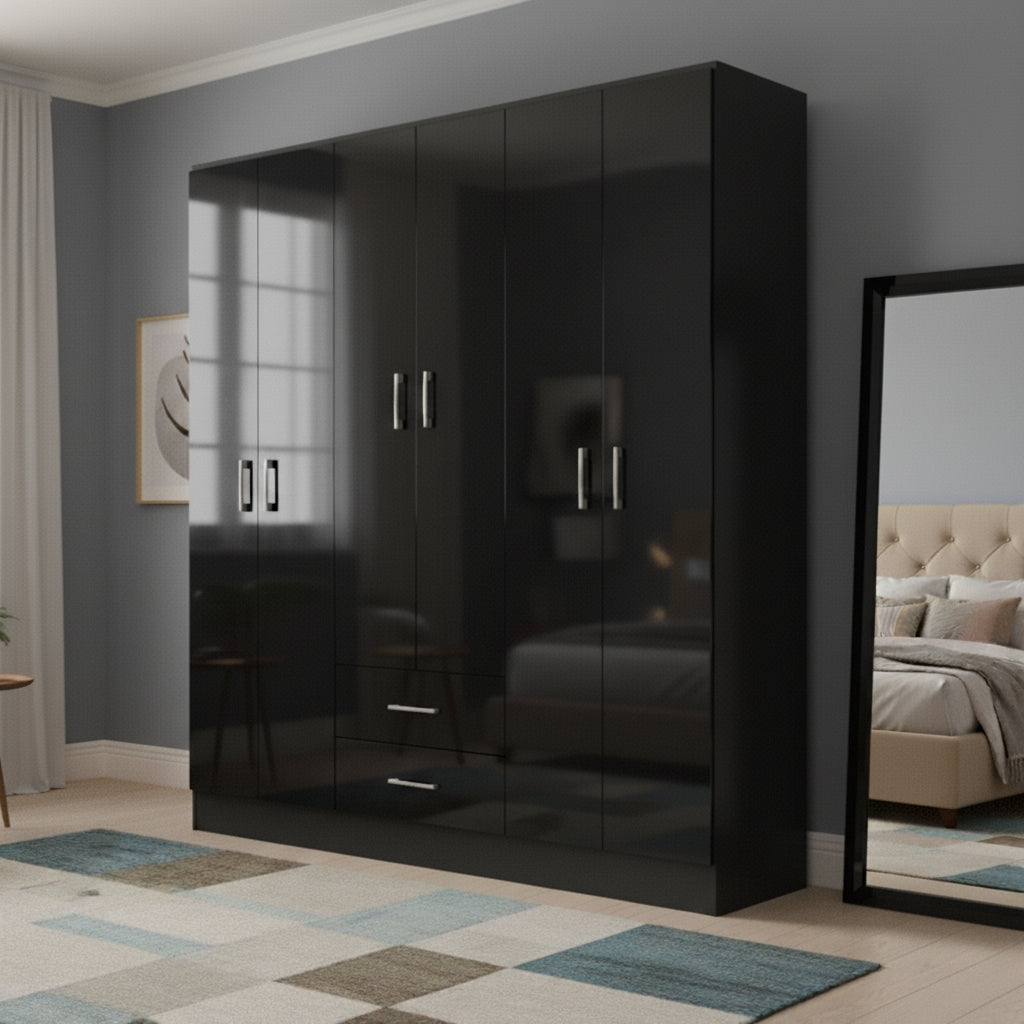 Guarda-Roupa 6 Portas Jamaica 6002 Preto – FELLICCI