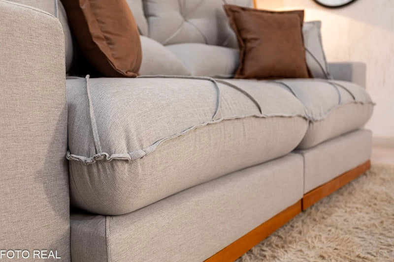 Sofá Retrátil Reclinável Gran Bello 2.30m Linho Cinza 31 - Molas Ensacadas Pocket