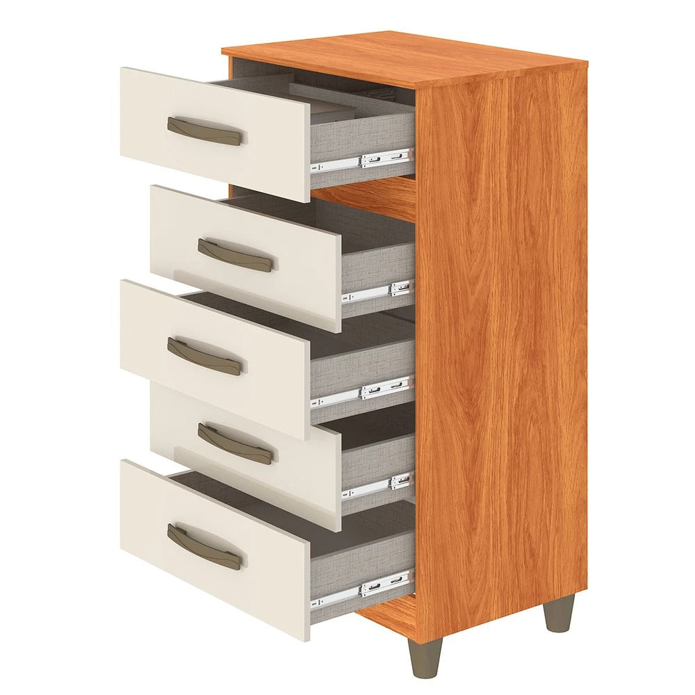 Cômoda 5 Gavetas Malta CO250 Cinamomo/Off White – FELLICCI