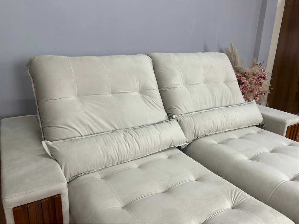 Sofá Retrátil e Reclinável Búzios 2.50m – Bege Veludo