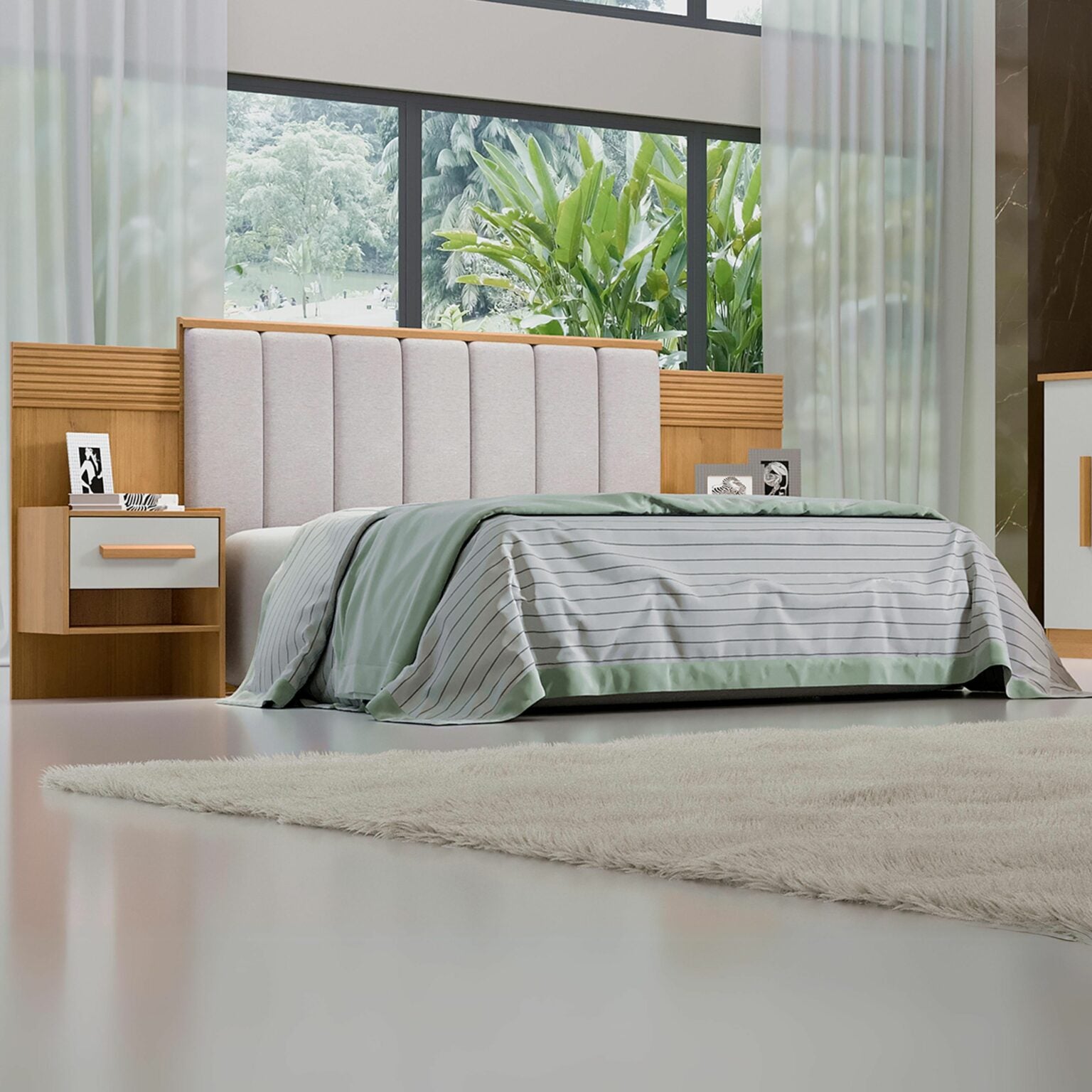 Cabeceira Casal Íris Cinamono/Off White – - Móveis furniture